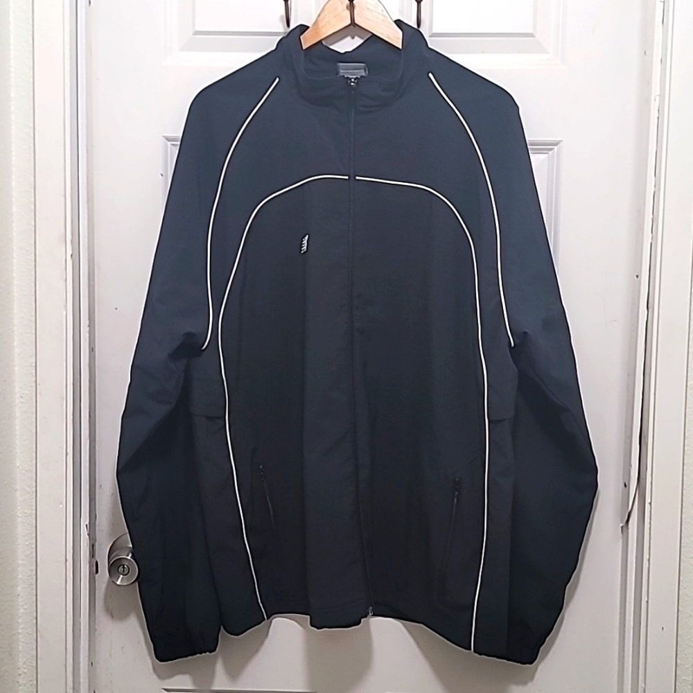 New Balance Windbreaker Track Jacket Mens XL Black Full Zip Mesh Lined Running